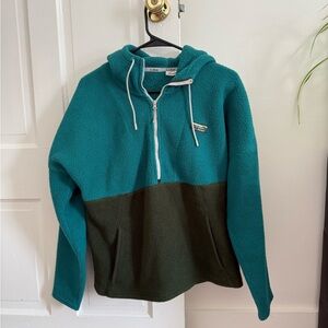 L.L. Bean Teal and Olive Fleece Half-Zip